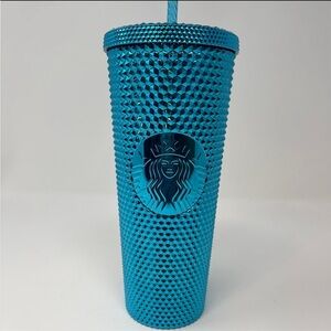2023 Starbucks Aqua Studded Metallic Chrome Tumbler